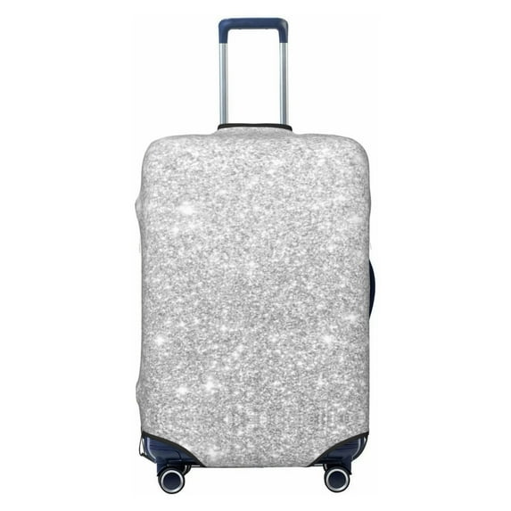 Lsque Silver Glitter Printed Luggage Cover, Travel Luggage Protector,Scratch and Dirt Resistant, Fits 18-32 Inch Luggage - Large