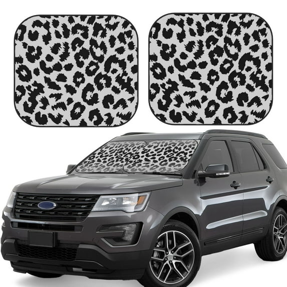 Lsque Similar To Leopard Print 2 PCS Windshield Sun Shade | CarFoldable Window Covers | Car Accessories Reflect UV for Universal Cars SUV Truck | Large