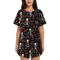 thumbnail image 1 of Lsque Skeleton with Roses Women's Short-Sleeved Pajama Set - 2 Piece Soft and Lightweight Sleepwear Set-, 1 of 9
