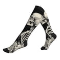 thumbnail image 1 of Lsque Skeletons Love Flowers Pattern Sport Compression Socks for Men & Women 15-20 mmHg Knee High Nurse Pregnant Running Medical and Travel Athletic, 1 of 6