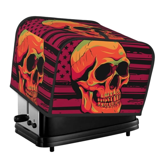 Lsque Skull And Flag Usa Print 4 Slice Toaster Cover , Kitchen Appliance Dustproof Protector , Toaster Protector Dustproof Kitchen Appliance Cover