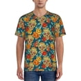 thumbnail image 1 of Lsque Skull And Flowers Pattern Mens Polo Golf Shirts Funny Graphics Shorts Sleeve Button Shirts Baseball T-shirt-XX-Large, 1 of 7