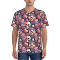 thumbnail image 1 of Lsque Skull Blue Flower Pattern Mens Polo Golf Shirts Funny Graphics Shorts Sleeve Button Shirts Baseball T-shirt-Medium, 1 of 7