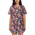 thumbnail image 1 of Lsque Skull Blue Flower Women's Short-Sleeved Pajama Set - 2 Piece Soft and Lightweight Sleepwear Set-4X-Large, 1 of 9