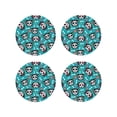 thumbnail image 1 of Lsque Skull Cat Pattern 4" Drink Coasters Set of 4, PVC Leather Absorbent Coasters, Table Coaster Set Decorative Coffee Cup Coasters Housewarming Gift -Round Shape, 1 of 6