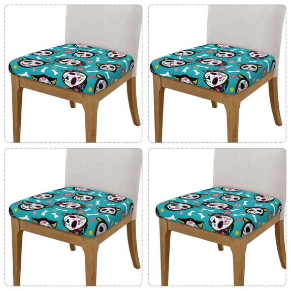 Lsque Skull Cat Printed Square Couch Cushion Covers, Floral Sofa Cushion Covers Replacement, Stretch Couch Covers for Couch-16.9in