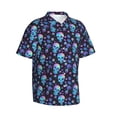 thumbnail image 1 of Lsque Skull Flower Blue pattern Hawaiian Shirt for Men, Unisex Summer Beach Casual Short Sleeve Button Down Shirts-XX-Large, 1 of 9