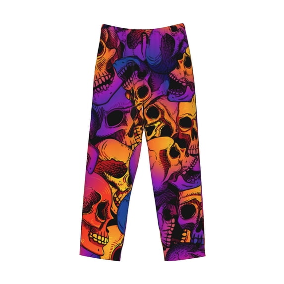 Lsque Skull Print Men's Pajama Pants, Lounge Pant - Comfortable Home Wear,Elastic Waistband, Stylish Design-Small