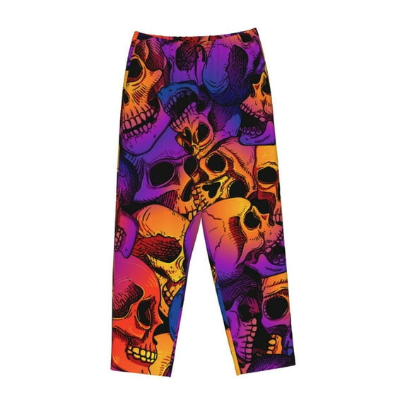 Lsque Skull Print Women's Pajama Pants, Lounge Pant - Comfortable Home Wear,Elastic Waistband, Stylish Design-Medium