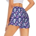 thumbnail image 1 of Lsque Skull Purple Flower Printed Women's Running Shorts with Liner Pockets,Elastic Quick Dry Workout Athletic Gym Yoga Shorts,Womens High Waist Shorts-Small, 1 of 9