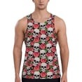 thumbnail image 1 of Lsque Skull and Roses Pattern Mens Tank Tops Muscle Athletic Quick Dry Sleeveless Workout Fitness T Shirts Beach Tank Top, Loose-fit Sleeveless Shirt for Men-XX-Large, 1 of 7