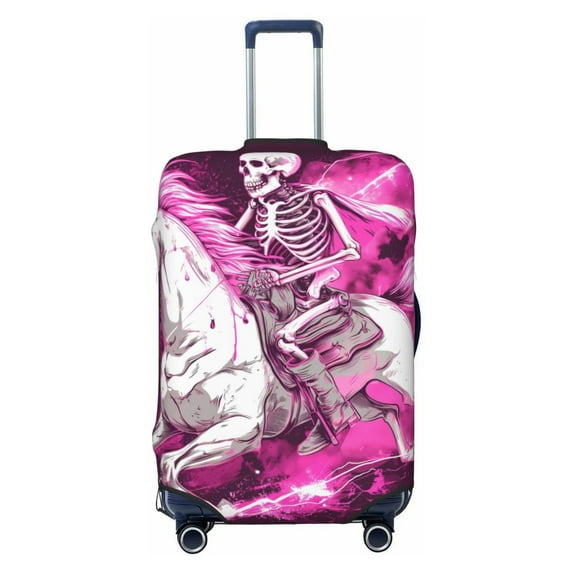 Lsque Skull White Horse Printed Luggage Cover, Travel Luggage Protector,Scratch and Dirt Resistant, Fits 18-32 Inch Luggage - Medium