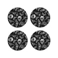 thumbnail image 1 of Lsque Skull bird bat spider Pattern 4" Drink Coasters Set of 4, PVC Leather Absorbent Coasters, Table Coaster Set Decorative Coffee Cup Coasters Housewarming Gift -Round Shape, 1 of 6