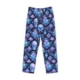 thumbnail image 1 of Lsque Skull blue crystal flower Print Men's Pajama Pants, Lounge Pant - Comfortable Home Wear,Elastic Waistband, Stylish Design-Large, 1 of 9