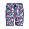 thumbnail image 1 of Lsque Skull blue leaf Mens Sleep Pajama Shorts,Short Pajama Pants, Cotton Ultra-Soft Knit-4X-Large, 1 of 9