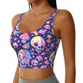 thumbnail image 1 of Lsque Skull colorful mushroom Printed Women'S Sports Bra, Compression, Moisture Wicking, High-Impact Sports Bra For Women,Supportive sports bra-Large, 1 of 9