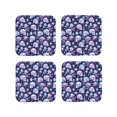 thumbnail image 1 of Lsque Skull crystal flower Pattern 4" Drink Coasters Set of 4, PVC Leather Absorbent Coasters, Table Coaster Set Decorative Coffee Cup Coasters Housewarming Gift -Square, 1 of 6