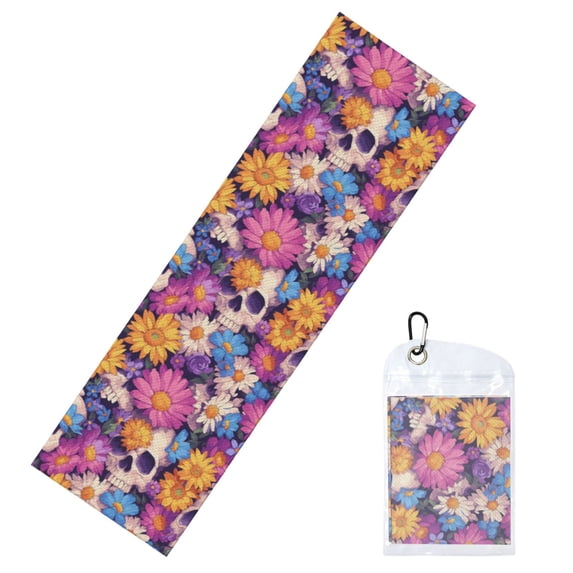 Lsque Skull daisy flower Printed Cooling Towel (40"x 12"), Ice Towel, Microfiber, Soft Breathable Chilly Towel for Yoga, Sport, Gym, Workout, Fitness, Running