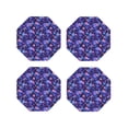 thumbnail image 1 of Lsque Skull daisy purple Pattern 4" Drink Coasters Set of 4, PVC Leather Absorbent Coasters, Table Coaster Set Decorative Coffee Cup Coasters Housewarming Gift -Octagon, 1 of 6