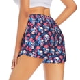 thumbnail image 1 of Lsque Skull flower blue Printed Women's Running Shorts with Liner Pockets,Elastic Quick Dry Workout Athletic Gym Yoga Shorts,Womens High Waist Shorts-X-Large, 1 of 9