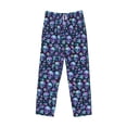 thumbnail image 1 of Lsque Skull purple flower Print Men's Pajama Pants, Lounge Pant - Comfortable Home Wear,Elastic Waistband, Stylish Design-XX-Large, 1 of 9