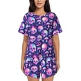 thumbnail image 1 of Lsque Skull rainbow color Women's Short-Sleeved Pajama Set - 2 Piece Soft and Lightweight Sleepwear Set-3X-Large, 1 of 9