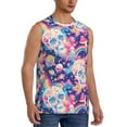 thumbnail image 1 of Lsque Skull rainbow color space Print Men's Cotton Blend Sleeveless Muscle Shirts (S-3XL)- Moisture Wicking, Odor Protection, UPF 30+,Small, 1 of 8