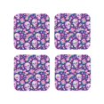 thumbnail image 1 of Lsque Skull rainbow mushroom colorful Pattern 4" Drink Coasters Set of 4, PVC Leather Absorbent Coasters, Table Coaster Set Decorative Coffee Cup Coasters Housewarming Gift -Square, 1 of 6