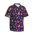 thumbnail image 1 of Lsque Skull rainbow star mushroom pattern Hawaiian Shirt for Men, Unisex Summer Beach Casual Short Sleeve Button Down Shirts-X-Large, 1 of 9