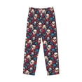 thumbnail image 1 of Lsque Skull red flower blue Print Men's Pajama Pants, Lounge Pant - Comfortable Home Wear,Elastic Waistband, Stylish Design-Large, 1 of 9