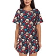 thumbnail image 1 of Lsque Skull red flower blue Women's Short-Sleeved Pajama Set - 2 Piece Soft and Lightweight Sleepwear Set-3X-Large, 1 of 9