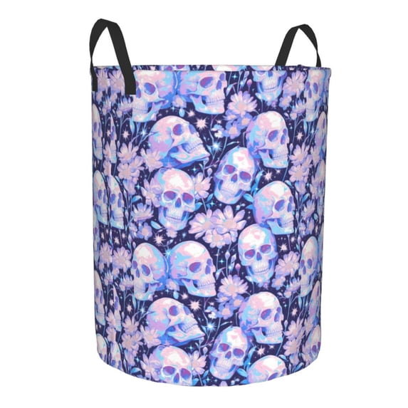 Lsque Skull star crystal pattern Laundry Hamper Basket, Tall Woven Rope Hamper Basket for Clothes, Lightweight Storage Basket, Collapsible Waterproof-Small