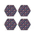 thumbnail image 1 of Lsque Skull starry sky flower Pattern 4" Drink Coasters Set of 4, PVC Leather Absorbent Coasters, Table Coaster Set Decorative Coffee Cup Coasters Housewarming Gift -Hexagon, 1 of 6