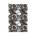 thumbnail image 1 of Lsque Skulls Roses Premium Golf Towel - Ultra Absorbent and Quick Drying Microfiber Towel with Carabiner - Gift for Men -24" X 16", 1 of 8