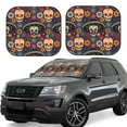 thumbnail image 1 of Lsque Skulls and Flowers 2 PCS Windshield Sun Shade | CarFoldable Window Covers | Car Accessories Reflect UV for Universal Cars SUV Truck | Small, 1 of 7