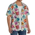 thumbnail image 1 of Lsque Skulls and Roses print Men's Cuban Collar Short Sleeve Shirt Summer Beachwear Casual Button Down Fashionable Vacation Leisure Shirt-3X-Large, 1 of 7