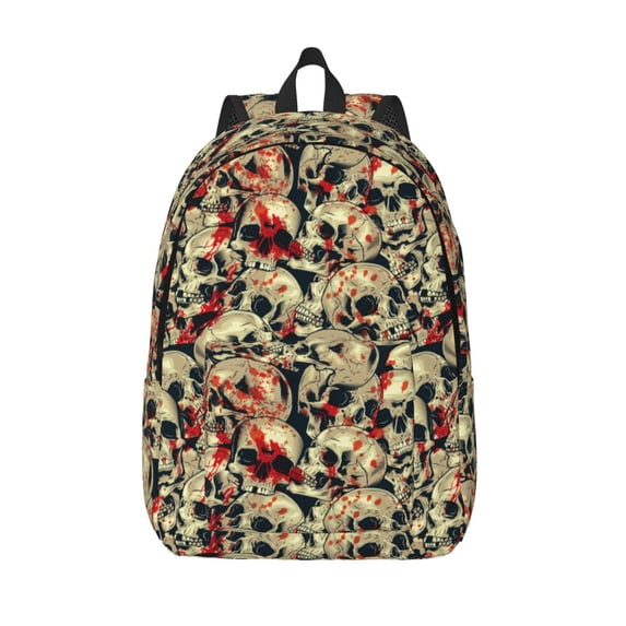 Lsque Skulls1 Pattern Canvas Daypack, Durable Backpack, High-quality Versatile Backpack,Vintage Compact Backpack-Medium