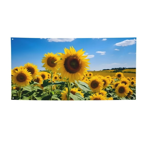 Lsque Sky Golden Sunflower Field B Pattern Party Banner, Festive Banner , Holiday Celebrations and Events for Carnival Birthday Party Festival Decorations-Medium