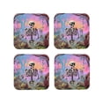 thumbnail image 1 of Lsque Sky Sunflower Skull Pattern 4" Drink Coasters Set of 4, PVC Leather Absorbent Coasters, Table Coaster Set Decorative Coffee Cup Coasters Housewarming Gift -Square, 1 of 6