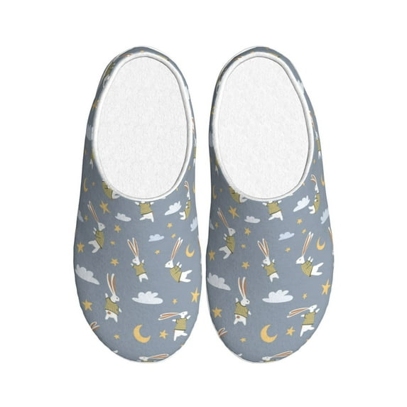 Lsque Sleep Rabbit Pattern Womens Comfort Cotton on Scuff With Memory Foam and Anti-skid Sole Slipper-37/38