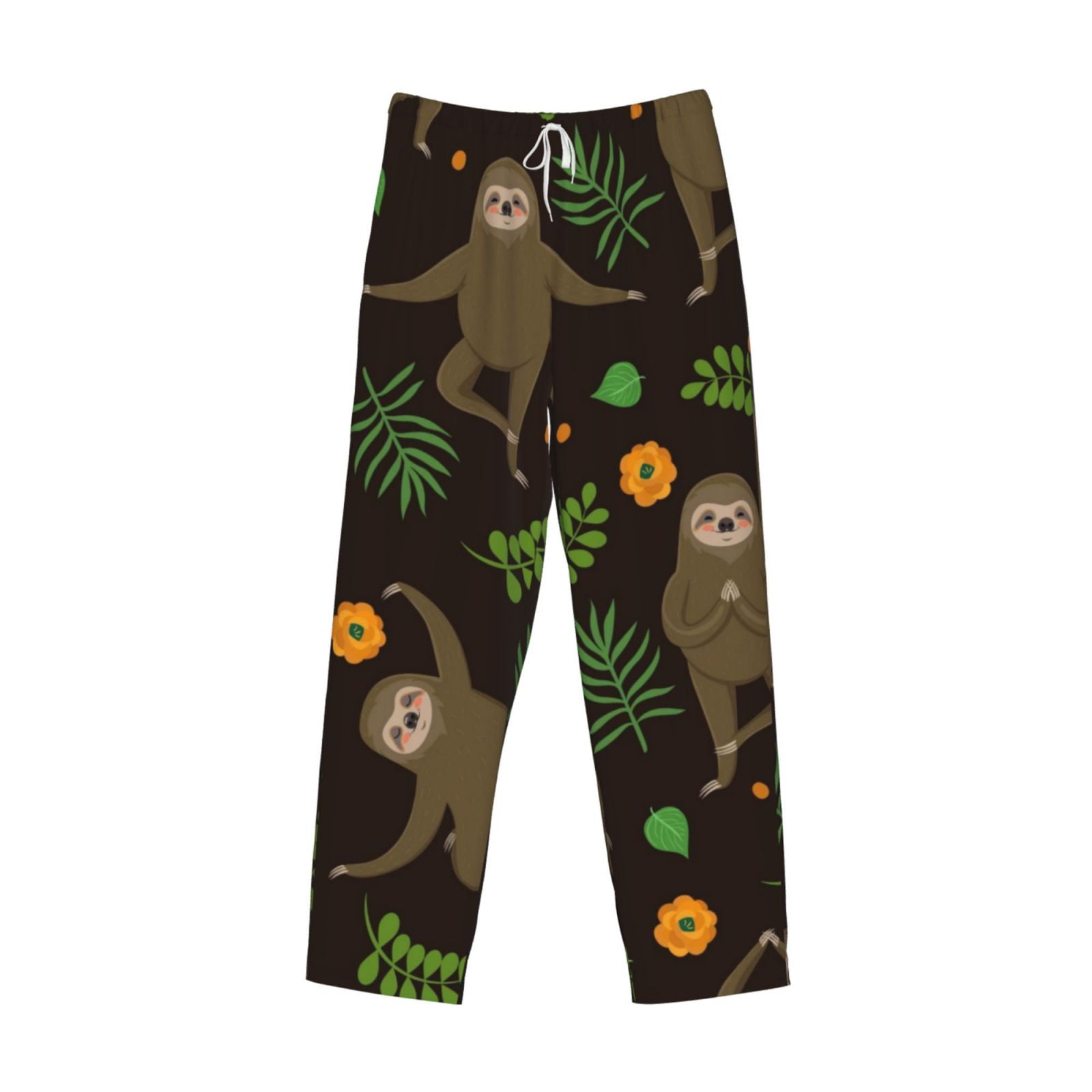 Lsque Sloth Doing Yoga Print Men's Pajama Pants, Lounge Pant Comfortable Home Wear,Elastic