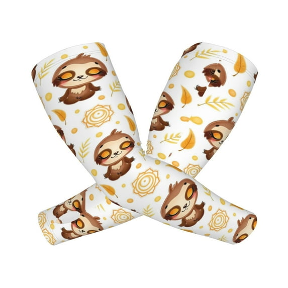 Lsque Sloth Yoga Cooling Arm Sleeves for Men & Women -Compression Sleeves to Cover Arms for Working,Sun Sleeves for UV Protection,Breathable, Moisture-Wicking