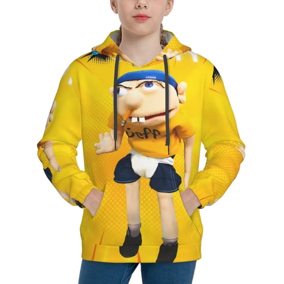 Lsque Sml Jeffy Patten Youth Hoodie Sweatshirt Pullover with Kangaroo Pocket Boys and Girls Hoodie Warm Hoodie for Kids