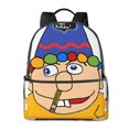 thumbnail image 1 of Lsque Sml Jeffy Pattern Backpack – School Travel Canvas Daypack with Ergonomic Padded Straps, Multiple Compartments & Leather Handle, 1 of 5