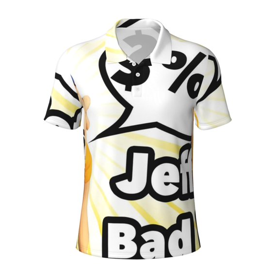 Lsque Sml Jeffy Pattern Golf Shirts for Men Dry Fit Print Moisture Wicking Performance Short Sleeve Polo Shirt-3X-Large