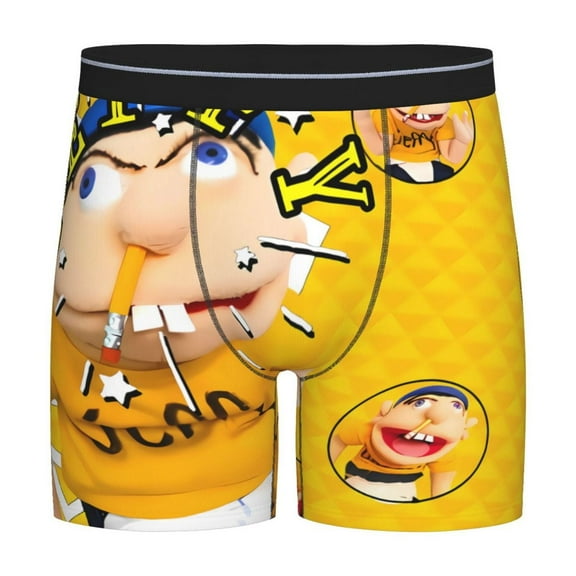 Lsque Sml Jeffy Pattern Men's Performance Stretch Underwear, Athletic Long Leg Briefs，Moisture-Wicking-X-Large