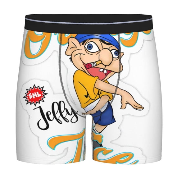 Lsque Sml Jeffy Pattern Men's Performance Stretch Underwear, Athletic Long Leg Briefs,Moisture-Wicking-X-Large