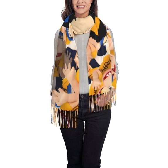 Lsque Sml Jeffy Pattern Women's Traditional Scarf Wrap Tassel Shawl Fringes Neck Head Shawl Retro Scarf