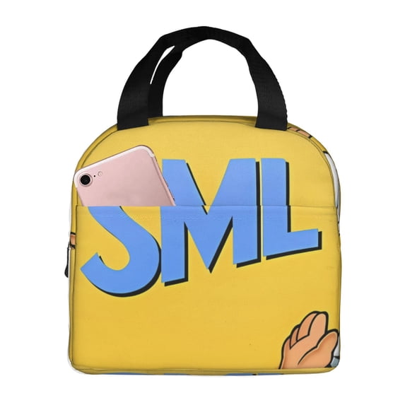 Lsque Sml Jeffy Print Insulated Lunch Bag with Thick Aluminum Foil Lunch Tote Bag with Front Pocket for Men and Women, Ideal for Work, School, Picnics, and Travel