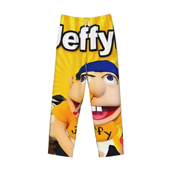 Lsque Sml Jeffy Print Men's Pajama Pants, Lounge Pant - Comfortable Home Wear,Elastic Waistband, Stylish Design-Small